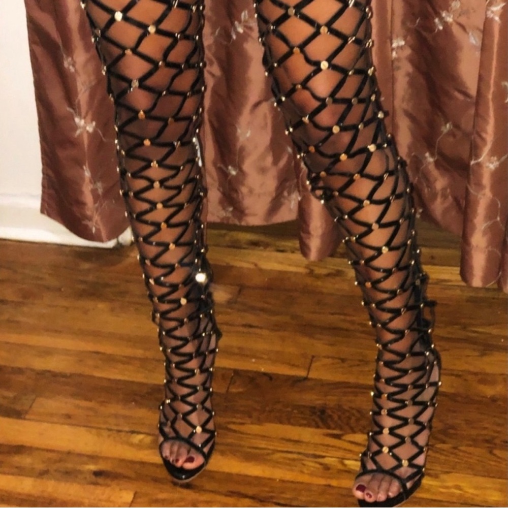 Caged Thigh High Boots